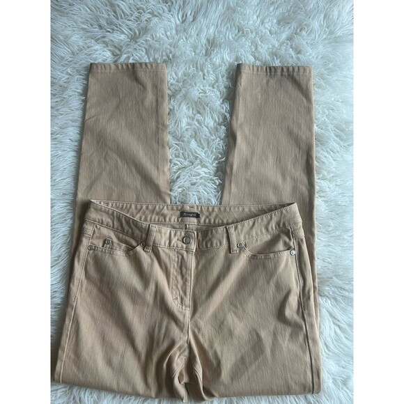 J. McLaughlin Women’s Size 8 Tan Straight Leg Denim Jeans Stretch - Picture 1 of 10